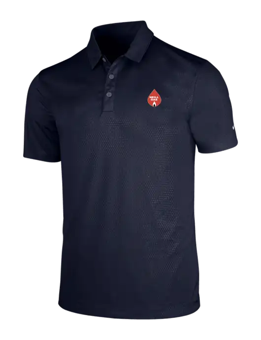 NIKE Dark Navy Dri-Fit Embossed Tri-Blade Polo w/Neill Gas Logo