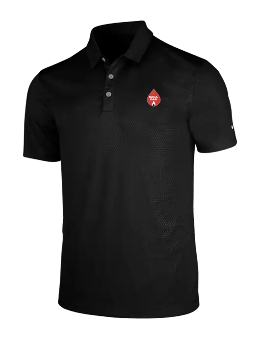 NIKE Black Dri-Fit Embossed Tri-Blade Polo w/Neill Gas Logo