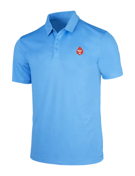 NIKE Light Royal Blue Dri-Fit Embossed Tri-Blade Polo w/Neill Gas Logo