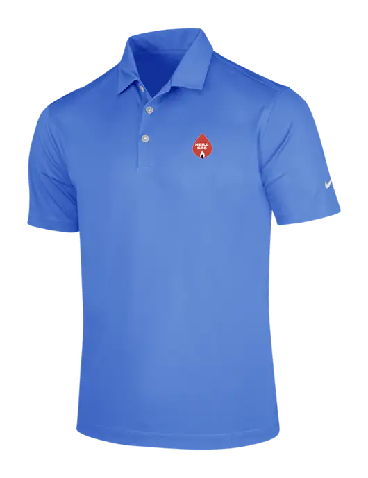 NIKE Light Royal Blue Dri-Fit Vertical Mesh Polo w/Neill Gas Logo