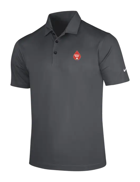 NIKE Dark Grey Dri-Fit Vertical Mesh Polo w/Neill Gas Logo
