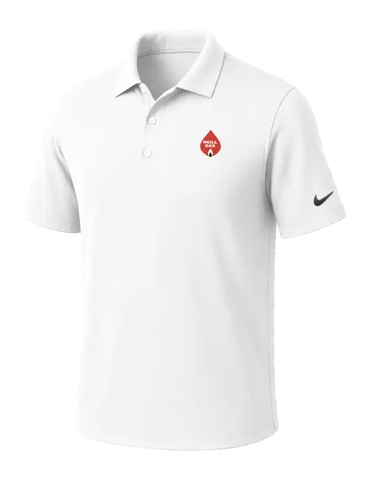 NIKE White Dri-Fit Micro Pique Polo w/Neill Gas Logo
