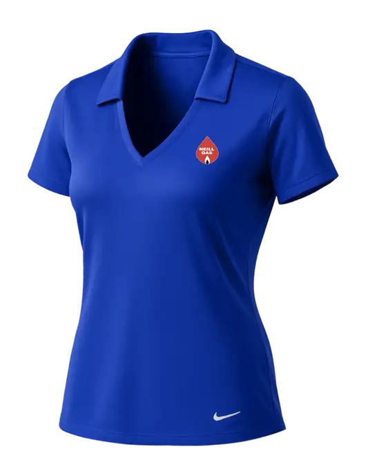 NIKE Dark Royal Womens Dri-Fit Vertical Mesh Polo w/Neill Gas Logo