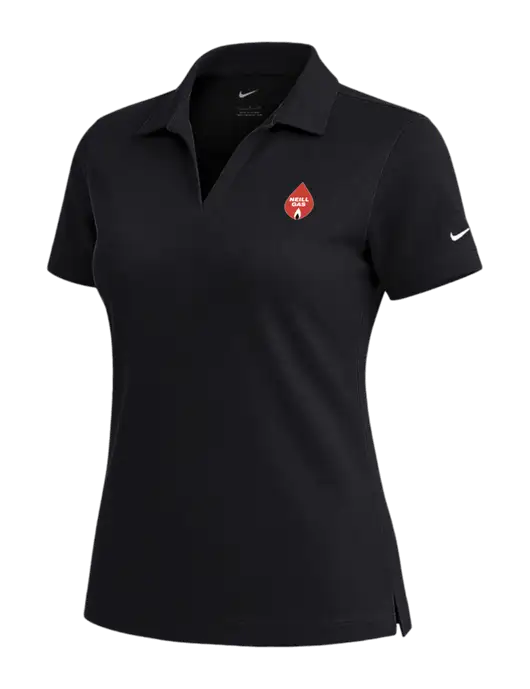 NIKE Black Womens Dri-Fit Micro Pique Polo w/Neill Gas Logo
