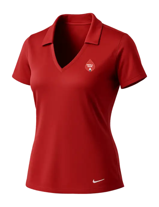 NIKE Red Womens Dri-Fit Vertical Mesh Polo w/Neill Gas Logo