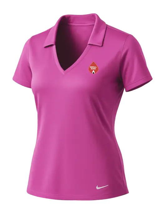 NIKE Pink Fire Womens Dri-Fit Vertical Mesh Polo w/Neill Gas Logo