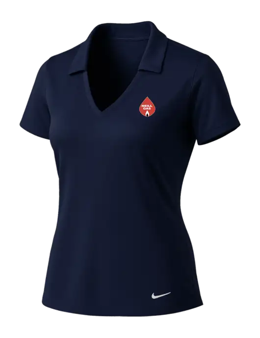 NIKE Dark Navy Womens Dri-Fit Vertical Mesh Polo w/Neill Gas Logo