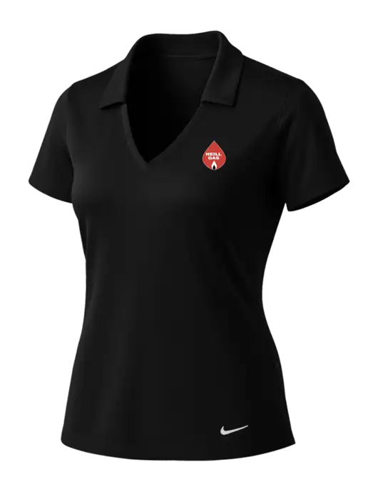 NIKE Black Womens Dri-Fit Vertical Mesh Polo w/Neill Gas Logo