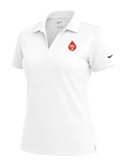 NIKE White Womens Dri-Fit Micro Pique Polo w/Neill Gas Logo
