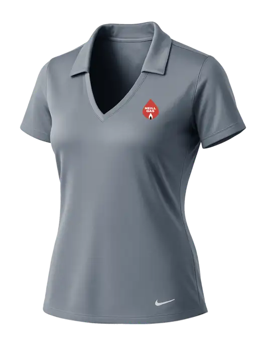 NIKE Medium Grey Womens Dri-Fit Vertical Mesh Polo w/Neill Gas Logo