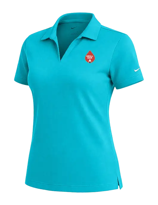 NIKE Sapphire Blue Womens Dri-Fit Micro Pique Polo w/Neill Gas Logo