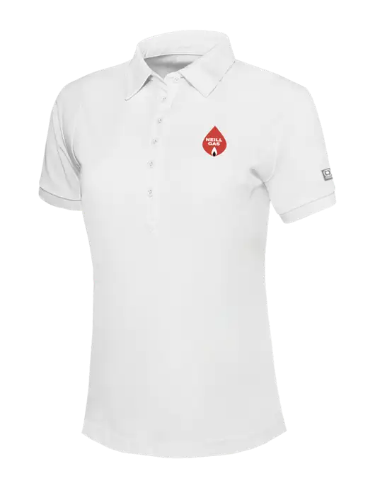 OGIO Womens Bright White Jewel Polo w/Neill Gas Logo