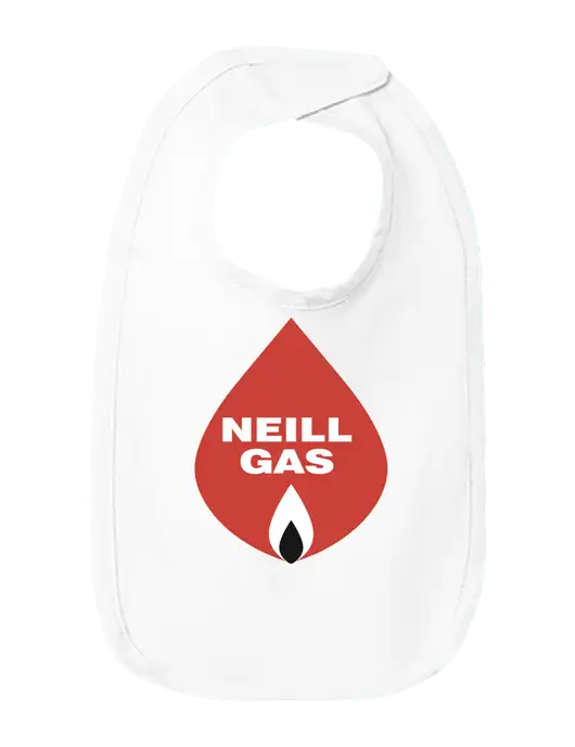 Rabbit Skins White Infant Premium Jersey Bib w/Neill Gas Logo