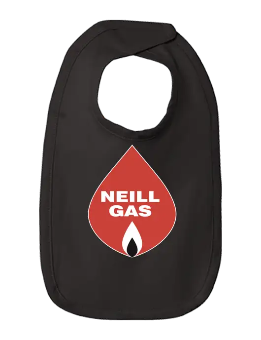 Rabbit Skins Black Infant Premium Jersey Bib w/Neill Gas Logo