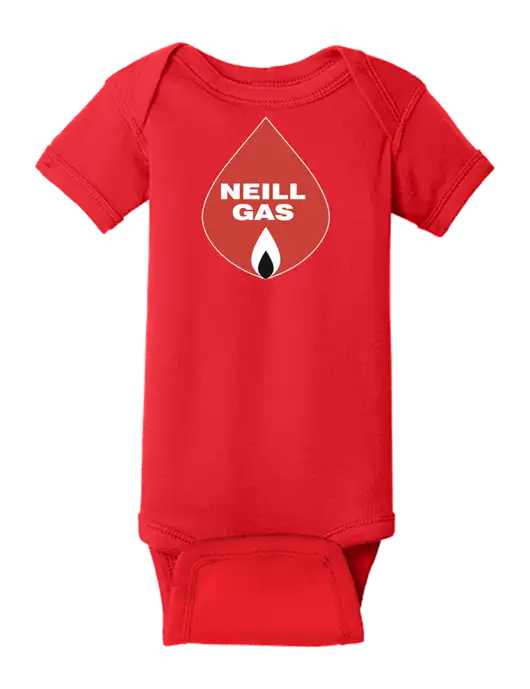 Rabbit Skins Red Infant Short Sleeve Baby Rib Bodysuit w/Neill Gas Logo