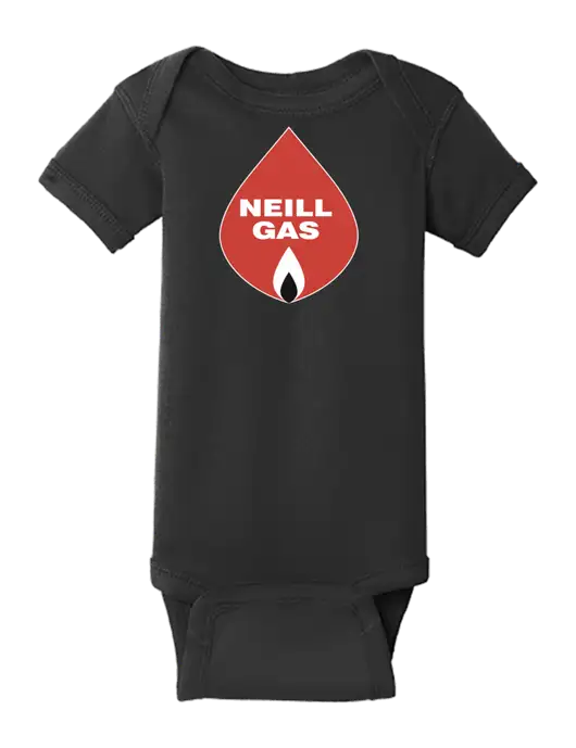 Rabbit Skins Black Infant Short Sleeve Baby Rib Bodysuit w/Neill Gas Logo