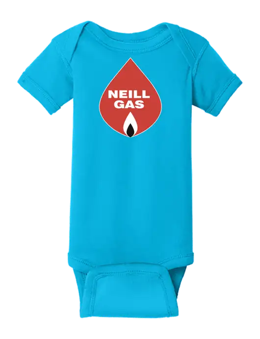 Rabbit Skins Turquoise Infant Short Sleeve Baby Rib Bodysuit w/Neill Gas Logo