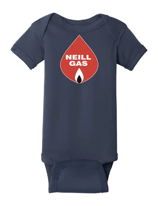 Rabbit Skins Navy Infant Short Sleeve Baby Rib Bodysuit w/Neill Gas Logo