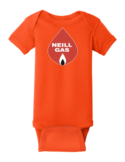 Rabbit Skins Orange Infant Short Sleeve Baby Rib Bodysuit w/Neill Gas Logo