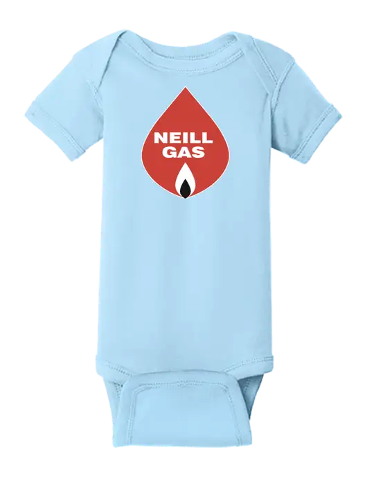 Rabbit Skins Light Blue Infant Short Sleeve Baby Rib Bodysuit w/Neill Gas Logo