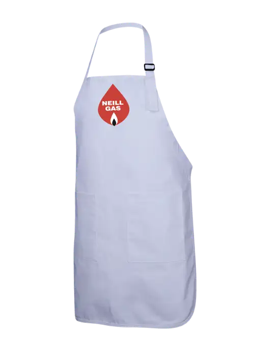 Full-Length White Apron With Pockets w/Neill Gas Logo