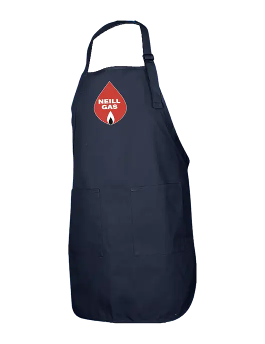 Full-Length Navy Apron With Pockets w/Neill Gas Logo