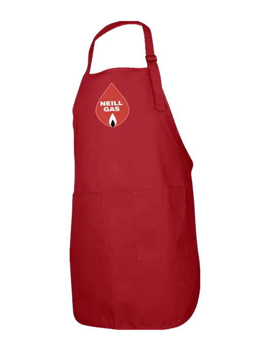 Full-Length Red Apron With Pockets w/Neill Gas Logo