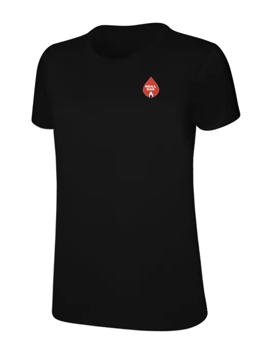 Womens Ring Spun Jet Black 4.5 oz T-Shirt w/Neill Gas Logo