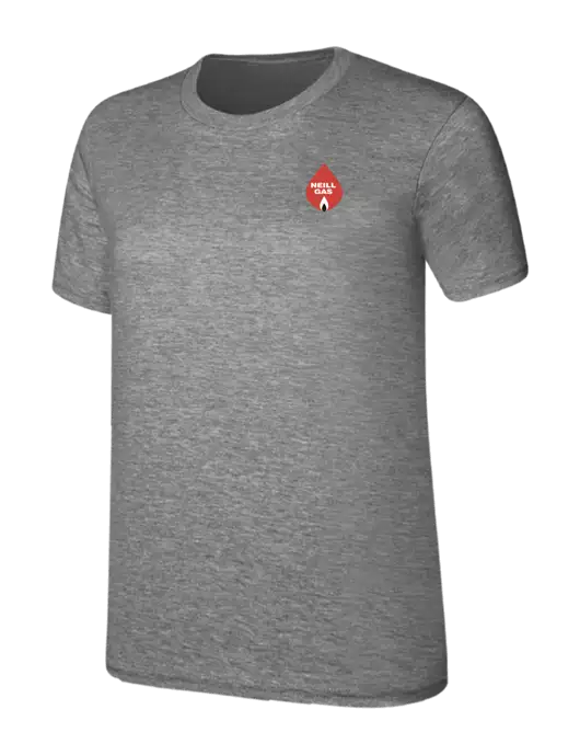 Womens Ring Spun Light Grey Heather 4.5 oz T-Shirt w/Neill Gas Logo