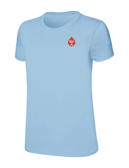 Womens Ring Spun Light Blue 4.5 oz T-Shirt w/Neill Gas Logo