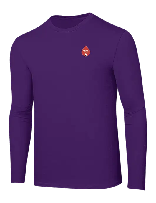 Ring Spun Purple 4.5 oz Long Sleeve T-Shirt w/Neill Gas Logo