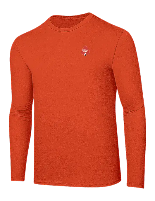 Ring Spun Orange 4.5 oz Long Sleeve T-Shirt w/Neill Gas Logo