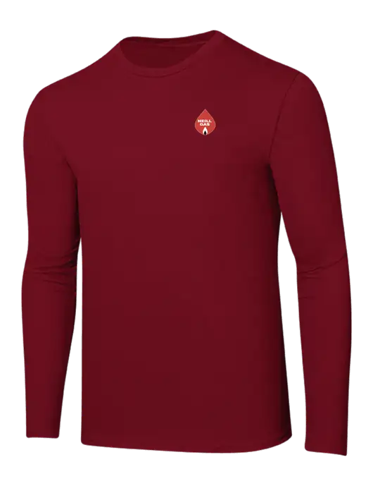 Ring Spun Cardinal 4.5 oz Long Sleeve T-Shirt w/Neill Gas Logo