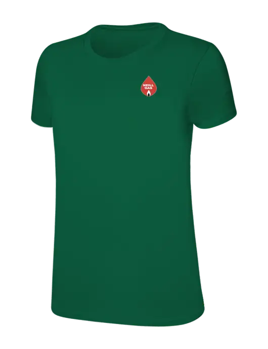Womens Ring Spun Kelly Green 4.5 oz T-Shirt w/Neill Gas Logo