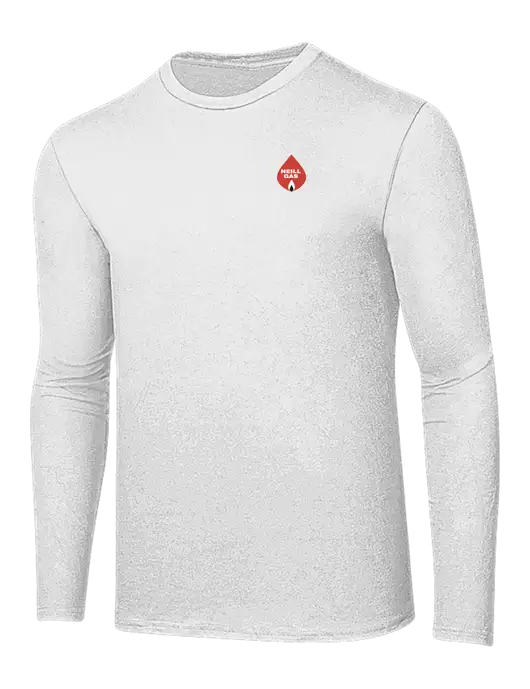 Ring Spun White 4.5 oz Long Sleeve T-Shirt w/Neill Gas Logo