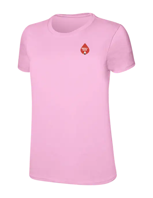 Womens Ring Spun Candy Pink 4.5 oz T-Shirt w/Neill Gas Logo