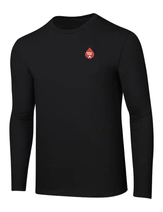 Ring Spun Jet Black 4.5 oz Long Sleeve T-Shirt w/Neill Gas Logo