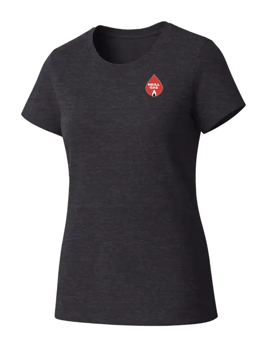 Womens Seriously Soft Heathered Charcoal T-Shirt w/Neill Gas Logo