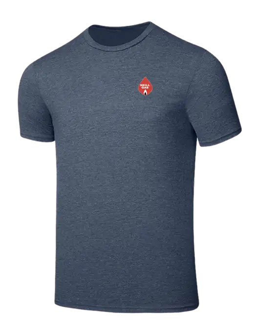 Seriously Soft Heathered Navy T-Shirt w/Neill Gas Logo