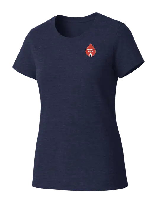 Womens Seriously Soft Heathered Navy T-Shirt w/Neill Gas Logo