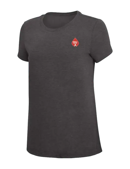 Womens Simply Soft Heather Charcoal 4.5oz  Poly/Combed Ring Spun Cotton T-Shirt w/Neill Gas Logo