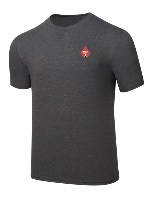 Simply Soft Heathered Charcoal 4.5oz  Poly/Combed Ring Spun Cotton T-Shirt w/Neill Gas Logo