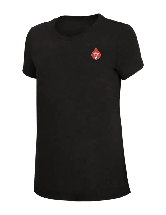 Womens Simply Soft Black 4.5oz Poly/Combed Ring Spun Cotton T-Shirt w/Neill Gas Logo