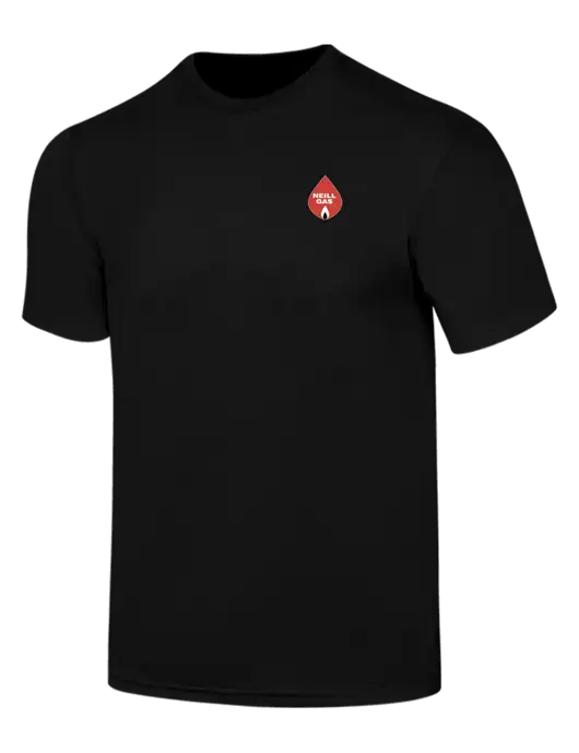 Simply Soft Black 4.5oz  Poly/Combed Ring Spun Cotton T-Shirt w/Neill Gas Logo