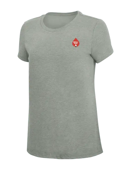 Womens Simply Soft Grey Frost 4.5oz  Poly/Combed Ring Spun Cotton T-Shirt w/Neill Gas Logo