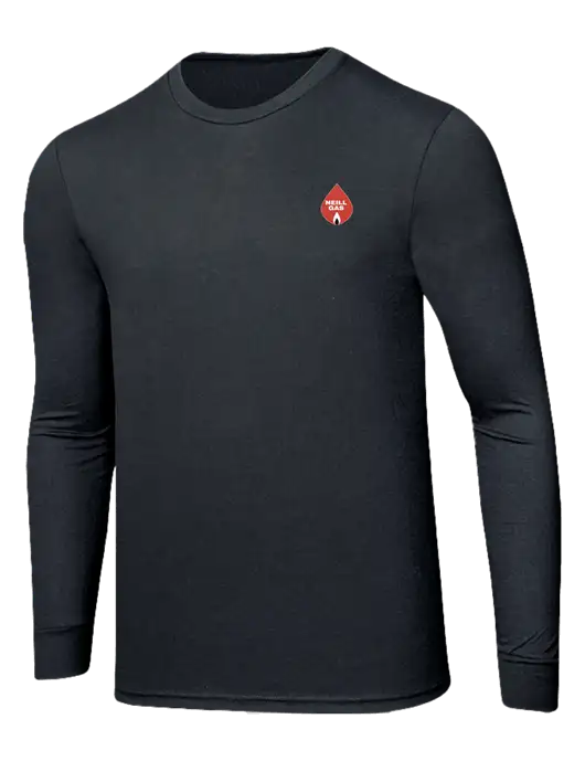Simply Soft Long Sleeve Black Frost 4.5 oz, Poly/Combed Ring Spun Cotton T-Shirt w/Neill Gas Logo