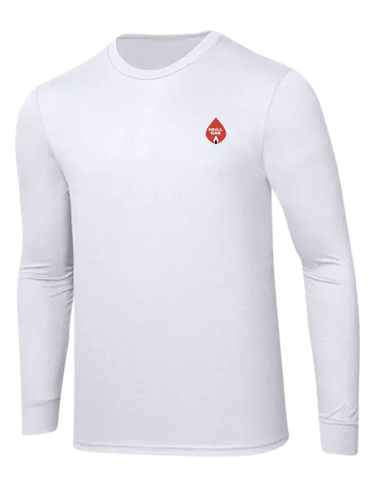 Simply Soft Long Sleeve White 4.5 oz, Poly/Combed Ring Spun Cotton T-Shirt w/Neill Gas Logo