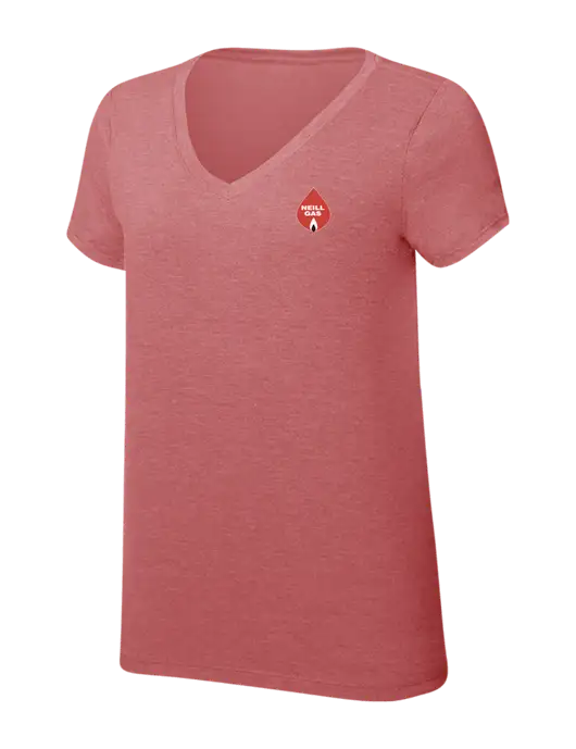Womens Simply Soft V-Neck Blush Frost 4.5oz  Poly/Combed Ring Spun Cotton T-Shirt w/Neill Gas Logo