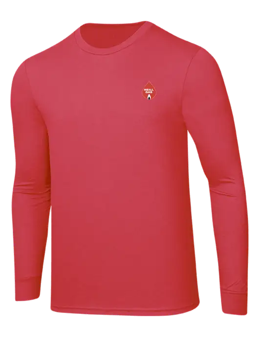 Simply Soft Long Sleeve Red Frost 4.5 oz, Poly/Combed Ring Spun Cotton T-Shirt w/Neill Gas Logo
