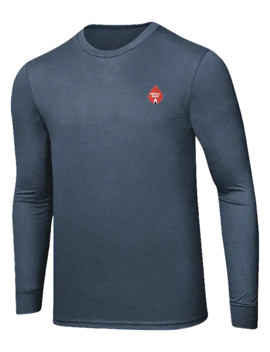 Simply Soft Long Sleeve Navy Frost 4.5 oz, Poly/Combed Ring Spun Cotton T-Shirt w/Neill Gas Logo
